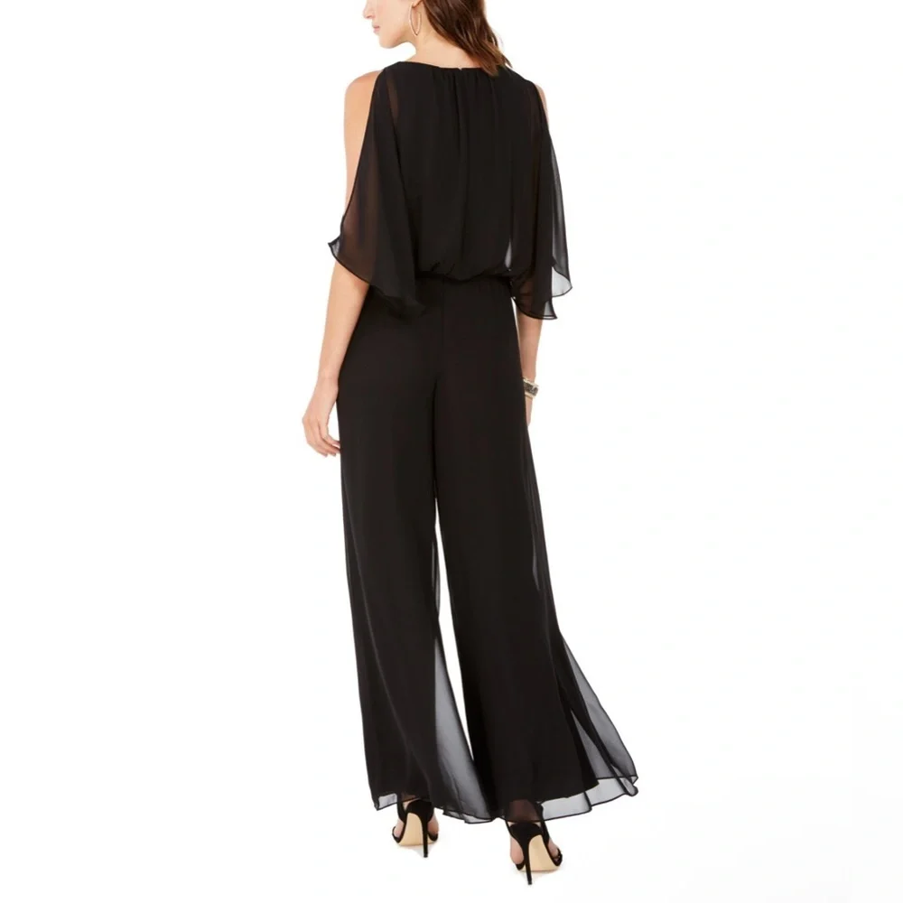 MSK Black Chiffon Overlay Jumpsuit Large NEW - Picture 2 of 16